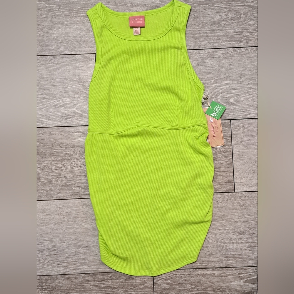 Brand New Paisley Sky Maternity Lime Green Sleeveless Tank Top